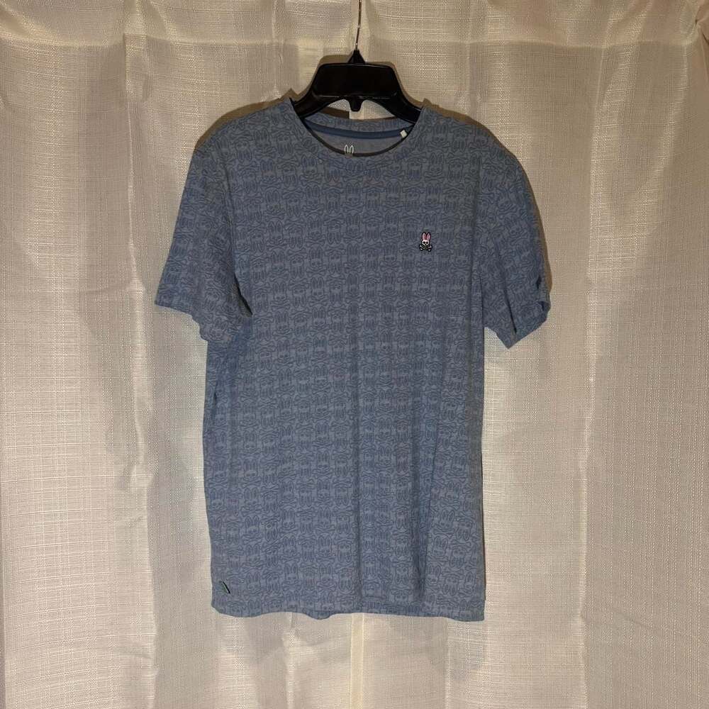 Psycho Bunny Blue All-Over Print Pima Cotton T-Shirt Size M (4)